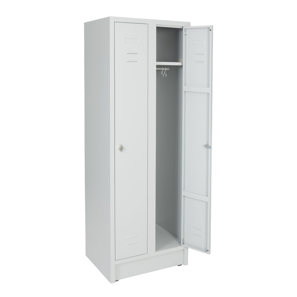 Szafa garderobiana z ławką HEMMDAL HG-SB-1, zamek z ryglem obrotowym, 2 komory, wys. x szer. x gł. 1800 x 600 x 500 mm, kolor jasnoszary Zdjęcie produktu: Szafa garderobiana z ławką HEMMDAL HG-SB-1, zamek z ryglem obrotowym, 2 komory, wys. x szer. x gł. 1800 x 600 x 500 mm, kolor jasnoszary