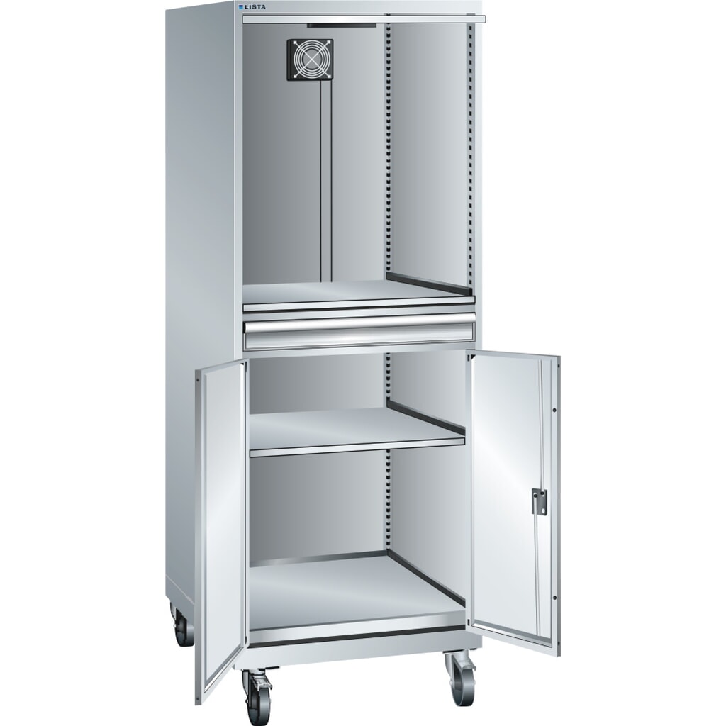 Szafa komputerowa LISTA mobilna 36x36E, (szer. x gł. x wys.) 717 x 725 x 1762 mm, bez listwy z wtyczkami, jasnoszara Zdjęcie produktu: Szafa komputerowa LISTA mobilna 36x36E, (szer. x gł. x wys.) 717 x 725 x 1762 mm, bez listwy z wtyczkami, jasnoszara