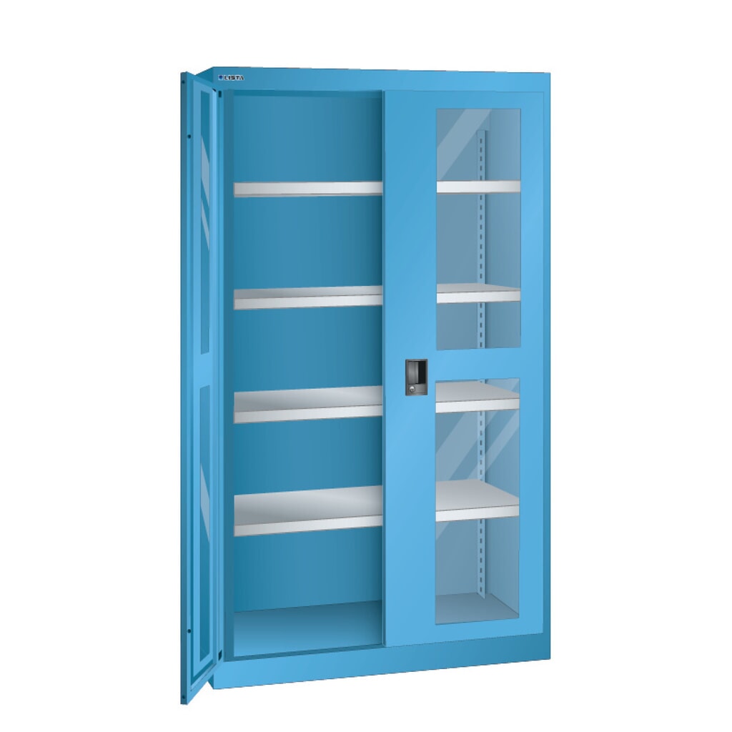 Zdjęcie produktu: Szafa LISTA do dużych obciążeń + okno, 4 półki wys. x szer. x głęb. 1950 x 1100 x 641 mm, niebieski jasny