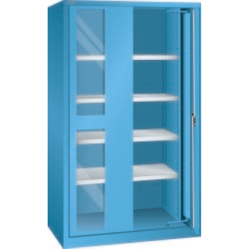 Zdjęcie produktu: Szafa LISTA do dużych obciążeń z drzwiami wahadłowymi + okno, 4 półki wys. x szer. x głęb. 1950 x 1146 x 690 mm, niebieski jasny