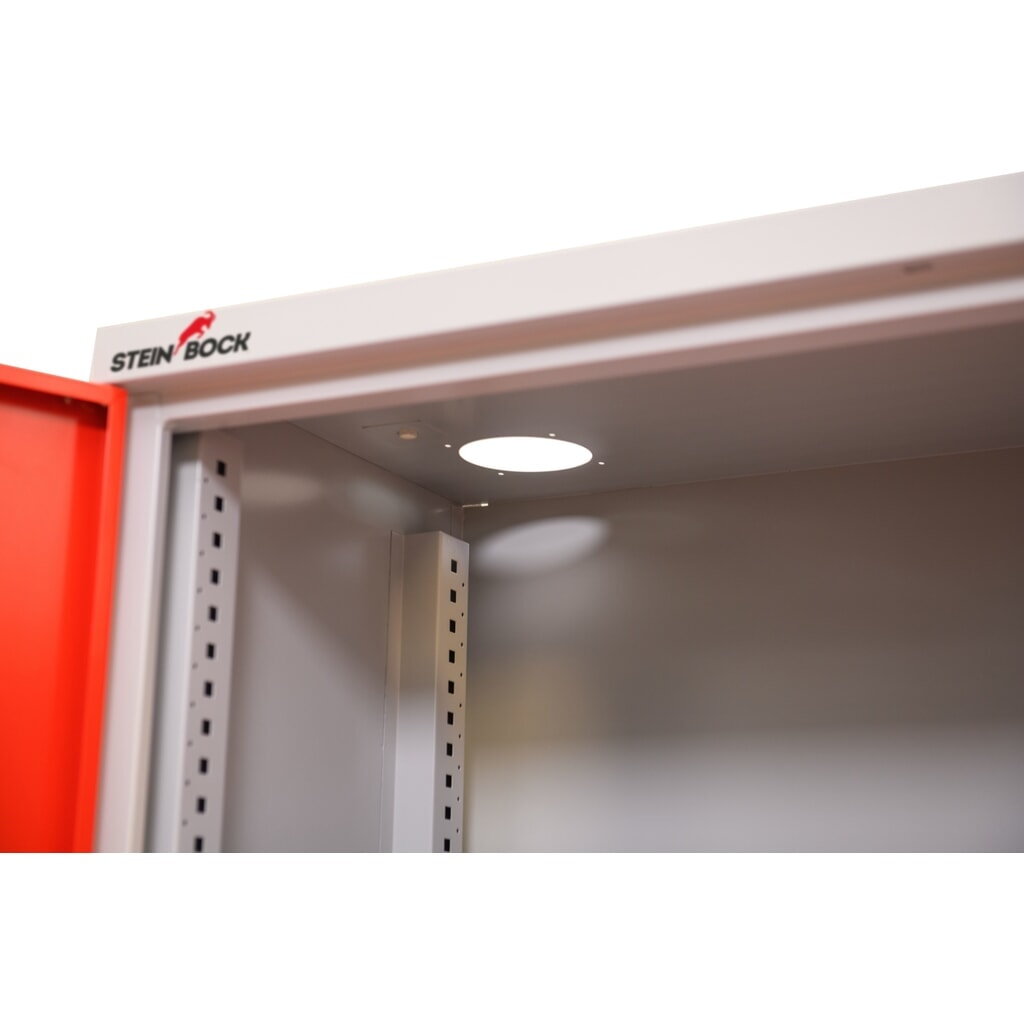 Szafa na oleje Steinbock®, 2 półki z kraty o regulowanej wysokości, 1 wanna ociekowa, wys. X szer. X gł. 1950 x 950 x 500 mm Zdjęcie produktu nr 6: Szafa na oleje Steinbock®, 2 półki z kraty o regulowanej wysokości, 1 wanna ociekowa, wys. X szer. X gł. 1950 x 950 x 500 mm