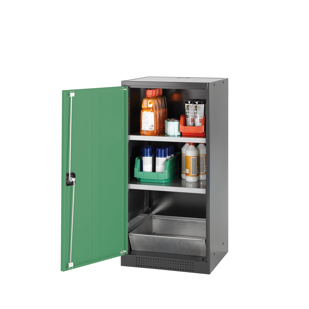 Szafa na substancje chemiczne i trucizny asecos® z półkami, wys. szer. x gł. 1105 x 545 x 520 mm