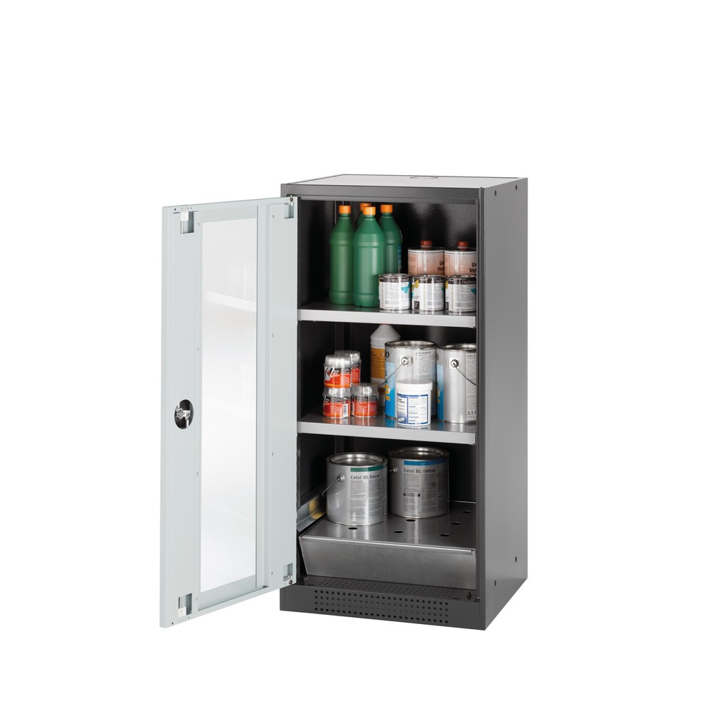 Obraz produktu: Szafa na substancje chemiczne i trucizny asecos® z półkami, wys. szer. x gł. 1105 x 545 x 520 mm, jasnoszary
