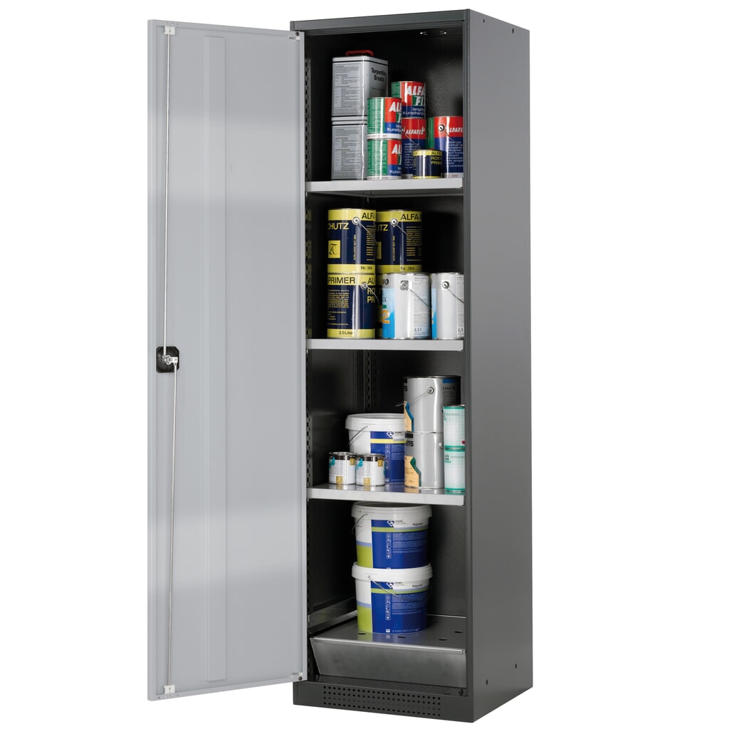 Szafa na substancje chemiczne i trucizny asecos® z półkami, wys. szer. x gł. 1105 x 545 x 520 mm