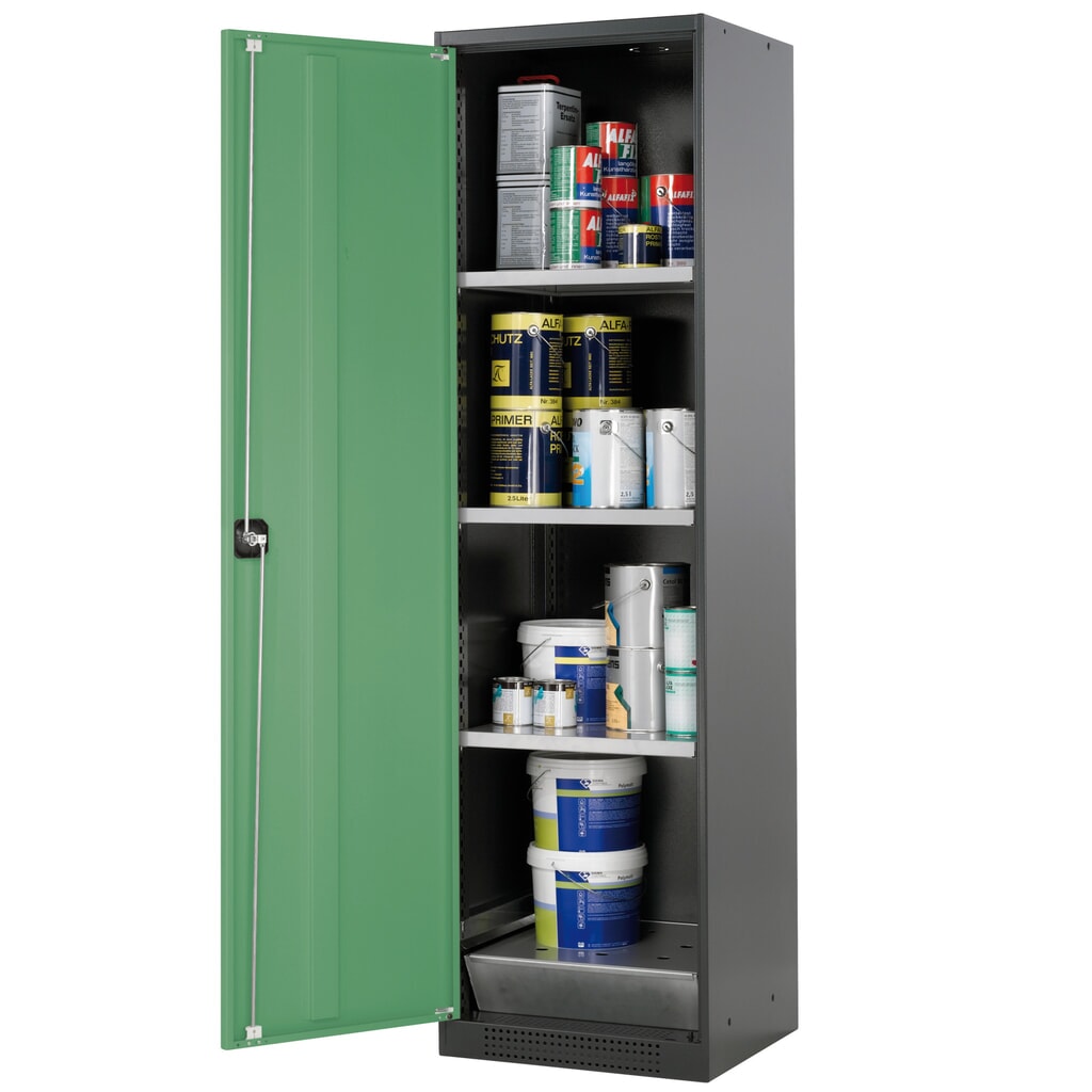 Szafa na substancje chemiczne i trucizny asecos® z półkami, wys. szer. x gł. 1105 x 545 x 520 mm