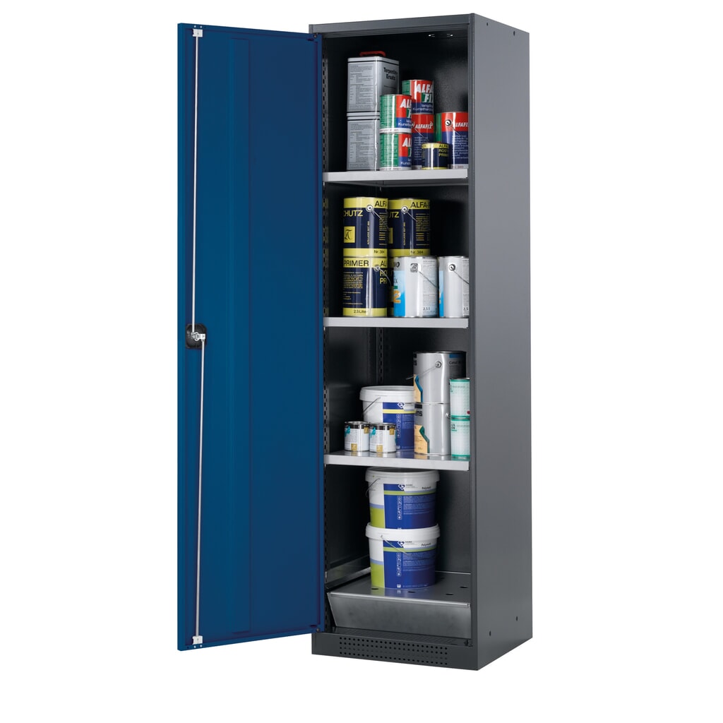 Szafa na substancje chemiczne i trucizny asecos® z półkami, wys. szer. x gł. 1105 x 545 x 520 mm