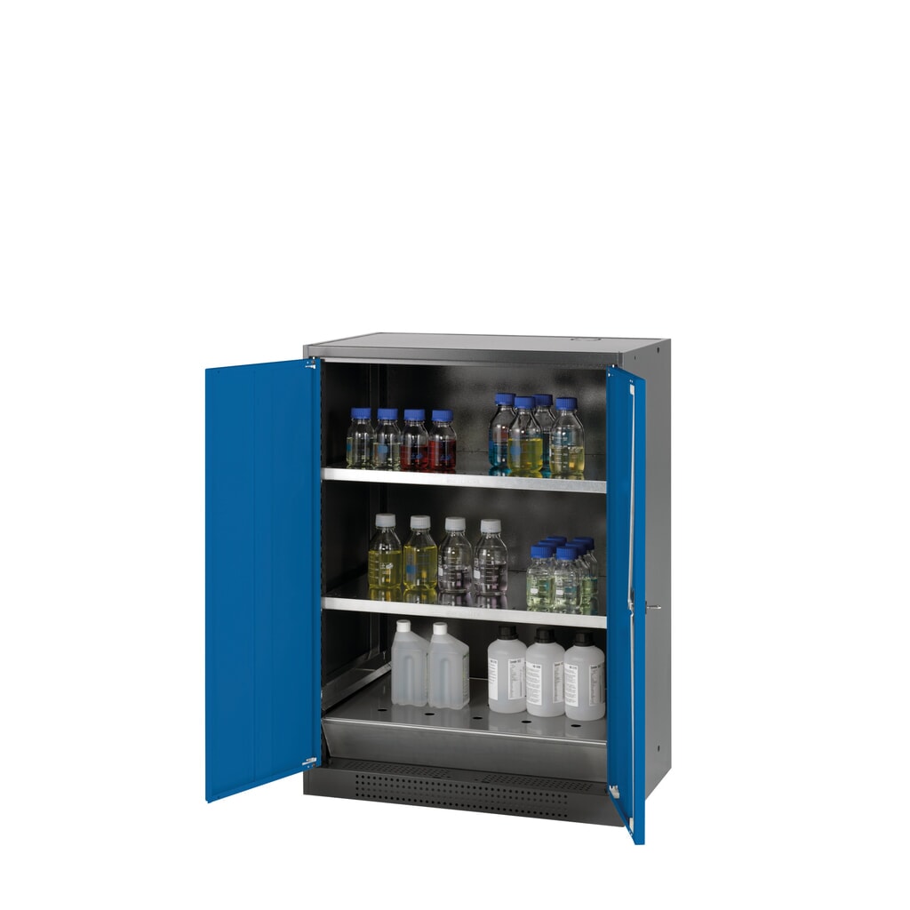 Szafa na substancje chemiczne i trucizny asecos® z półkami, wys. szer. x gł. 1105 x 545 x 520 mm