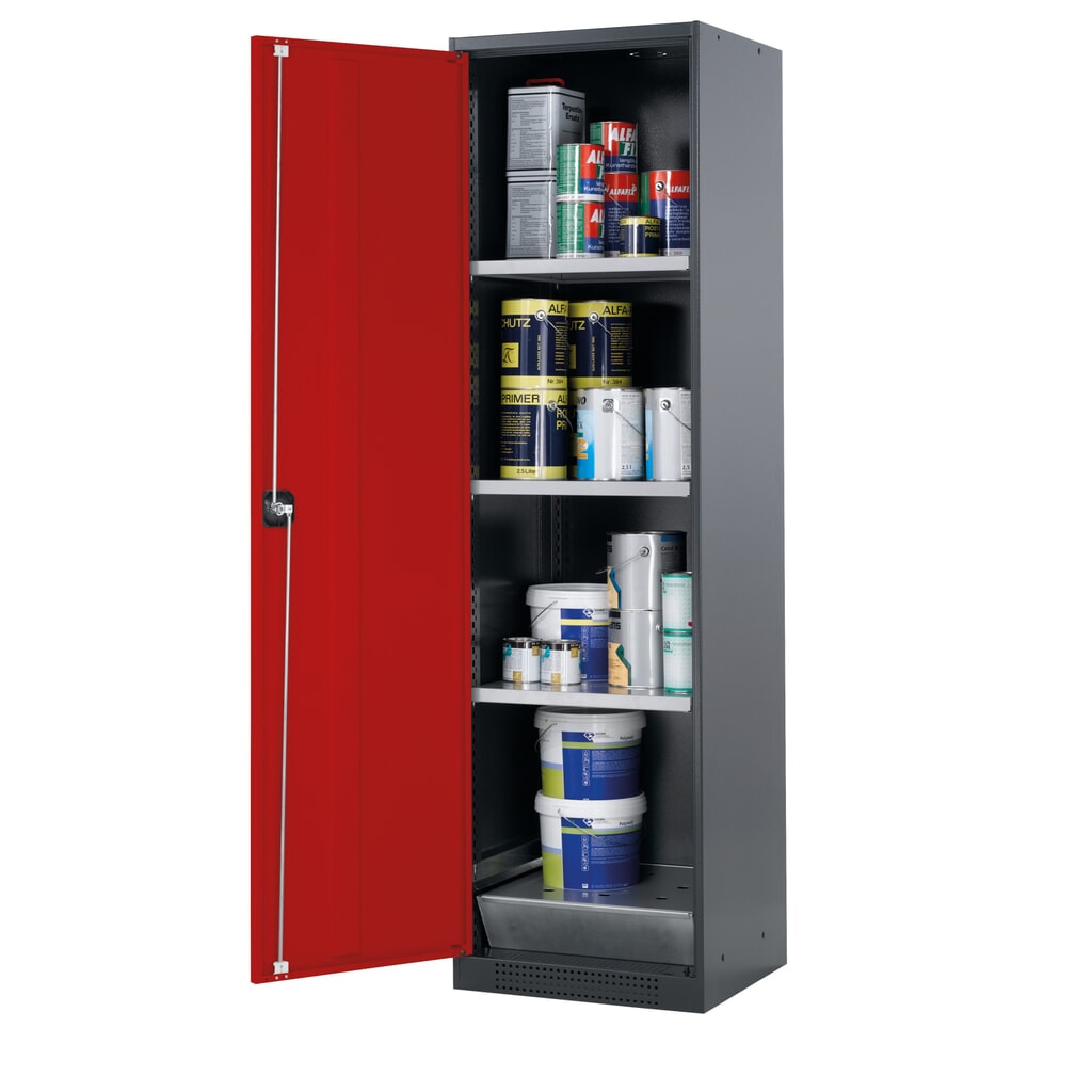 Szafa na substancje chemiczne i trucizny asecos® z półkami, wys. szer. x gł. 1105 x 545 x 520 mm