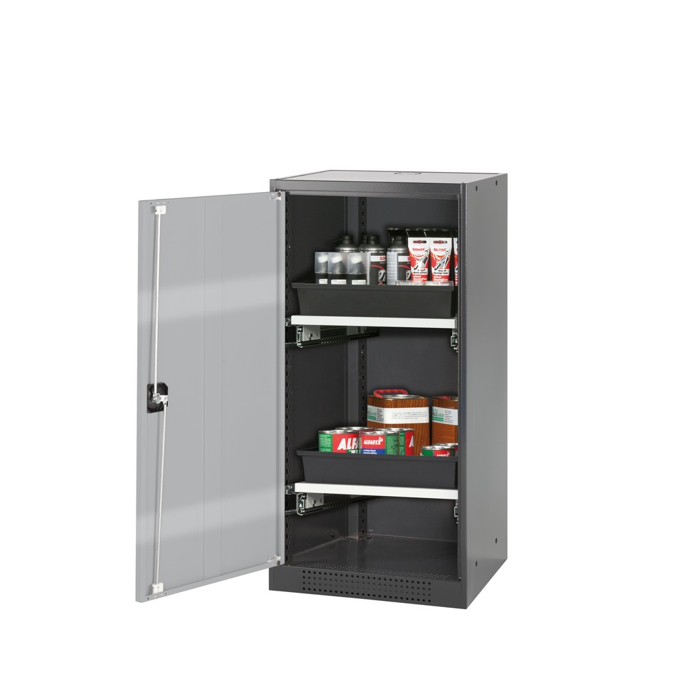 Obraz produktu: Szafa na substancje chemiczne i trucizny asecos® z tacami, wys. szer. x gł. 1105 x 545 x 520 mm, biały aluminiowy