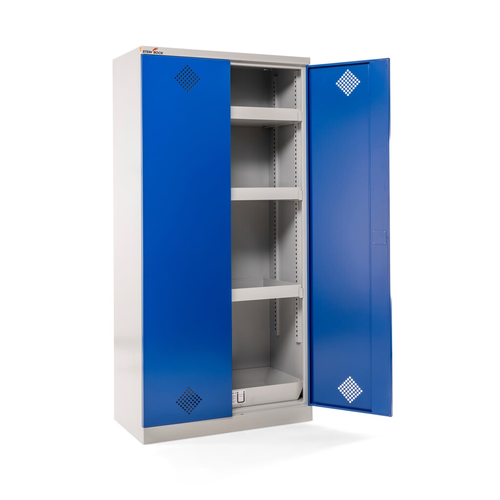 Zdjęcie produktu nr 9: Szafa chemiczna Steinbock®, 4 wanny do wychwytywania podłogowego zgodne z normą StawaR, wys. x szer. x gł. 1950 x 950 x 500 mm