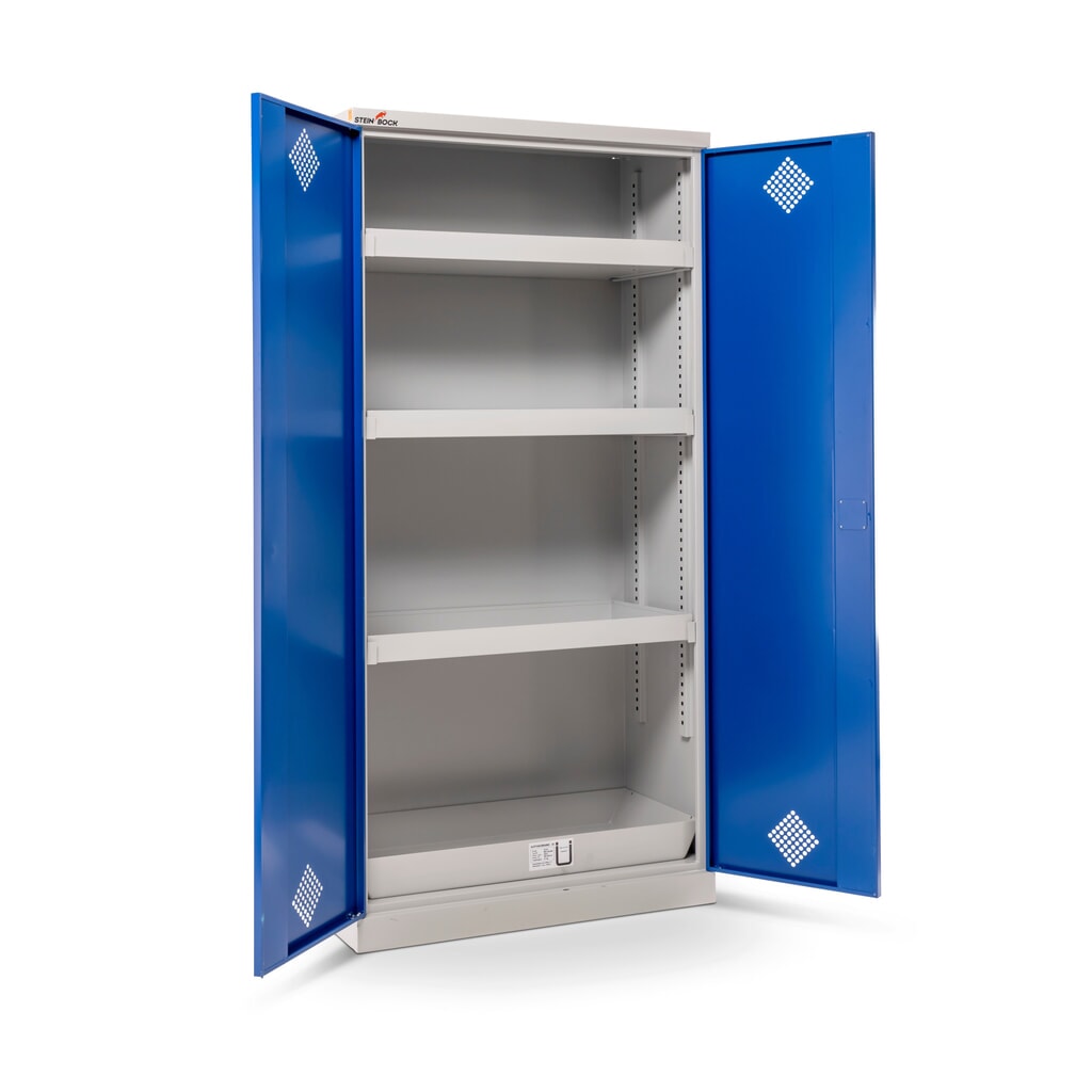 Zdjęcie produktu nr 10: Szafa chemiczna Steinbock®, 4 wanny do wychwytywania podłogowego zgodne z normą StawaR, wys. x szer. x gł. 1950 x 950 x 500 mm