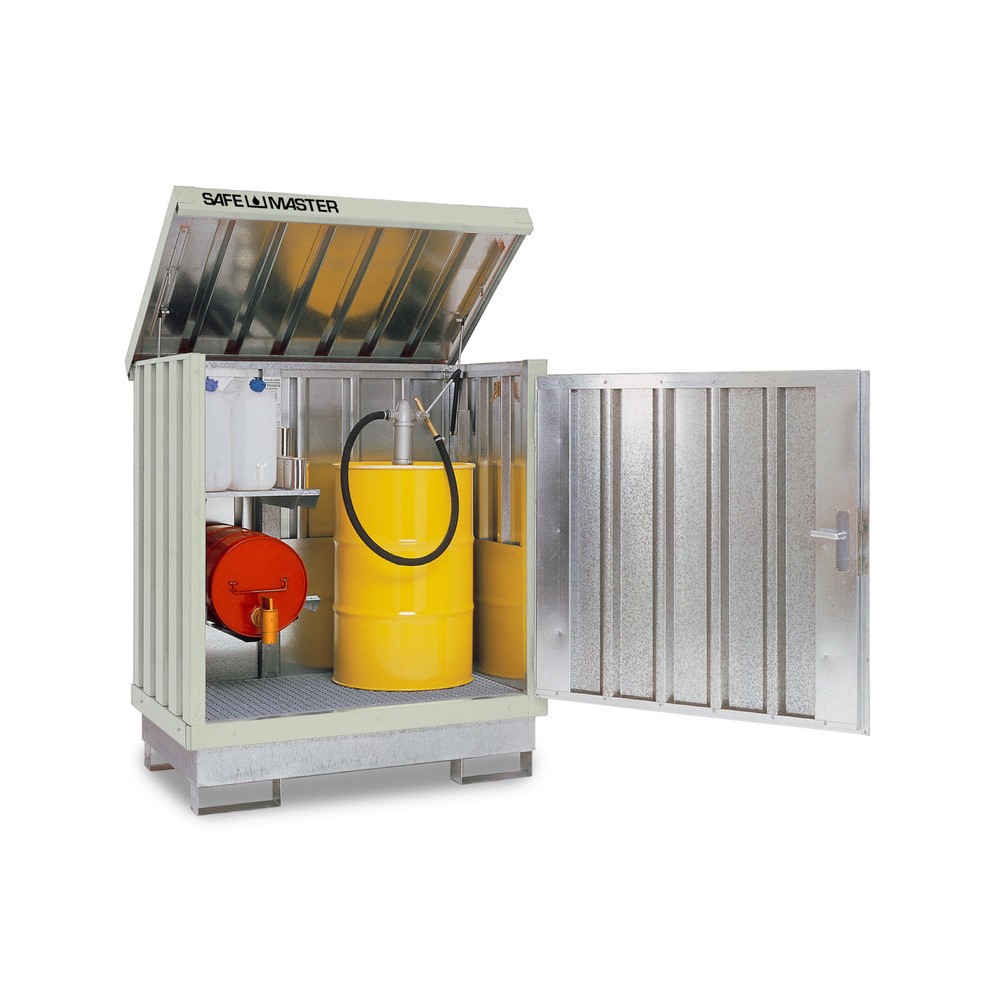 Zdjęcie produktu nr 1: Szafa na substancje niebezpieczne, ocynkowana i polakierowana 2 x 200 l, wys. x szer. x gł. 1685 x 1420 x 1080 mm, biało-szary