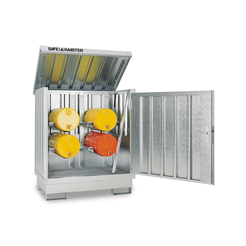 Szafa na substancje niebezpieczne, ocynkowana i polakierowana 2 x 200 l, wys. x szer. x gł. 1685 x 1420 x 1080 mm, jasnoszary Zdjęcie produktu nr 1: Szafa na substancje niebezpieczne, ocynkowana i polakierowana 2 x 200 l, wys. x szer. x gł. 1685 x 1420 x 1080 mm, jasnoszary