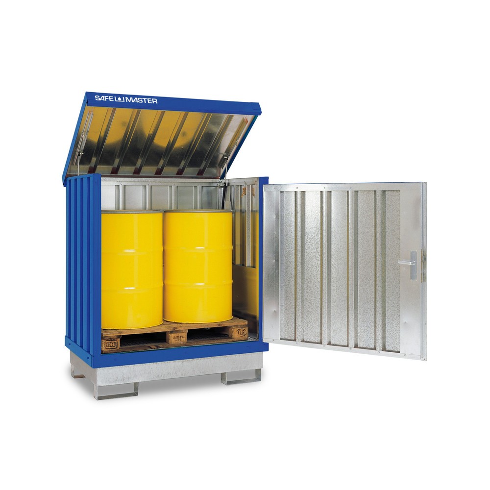 Zdjęcie produktu nr 1: Szafa na substancje niebezpieczne, ocynkowana i polakierowana 2 x 200 l, wys. x szer. x gł. 1685 x 1420 x 1080 mm, niebieski gencjanowy