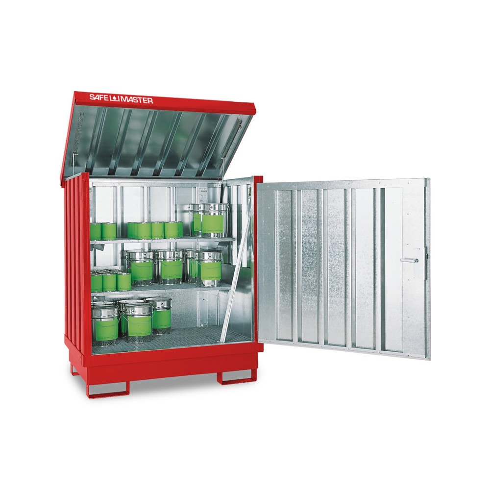 Zdjęcie produktu nr 1: Szafa na substancje niebezpieczne, ocynkowana i polakierowana 2 x 200 l, wys. x szer. x gł. 1685 x 1420 x 1080 mm, czerwono-pomarańczowy