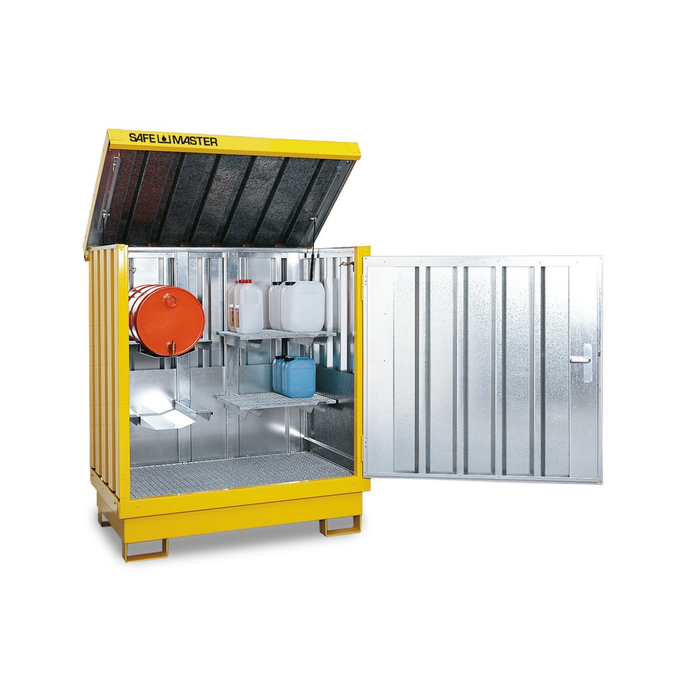 Zdjęcie produktu nr 1: Szafa na substancje niebezpieczne, ocynkowana i polakierowana 2 x 200 l, wys. x szer. x gł. 1685 x 1420 x 1080 mm, żółty sygnalizacyjny