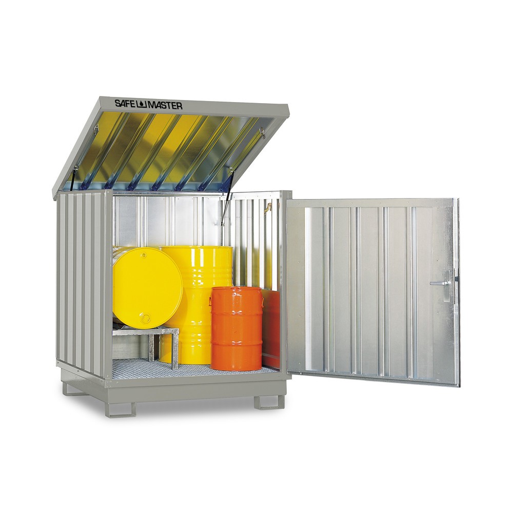 Zdjęcie produktu nr 1: Szafa na substancje niebezpieczne ocynkowana i polakierowana, 4 x 200 l, wys. x szer. x gł. 1610 x 1420 x 1490 mm, biało-szary