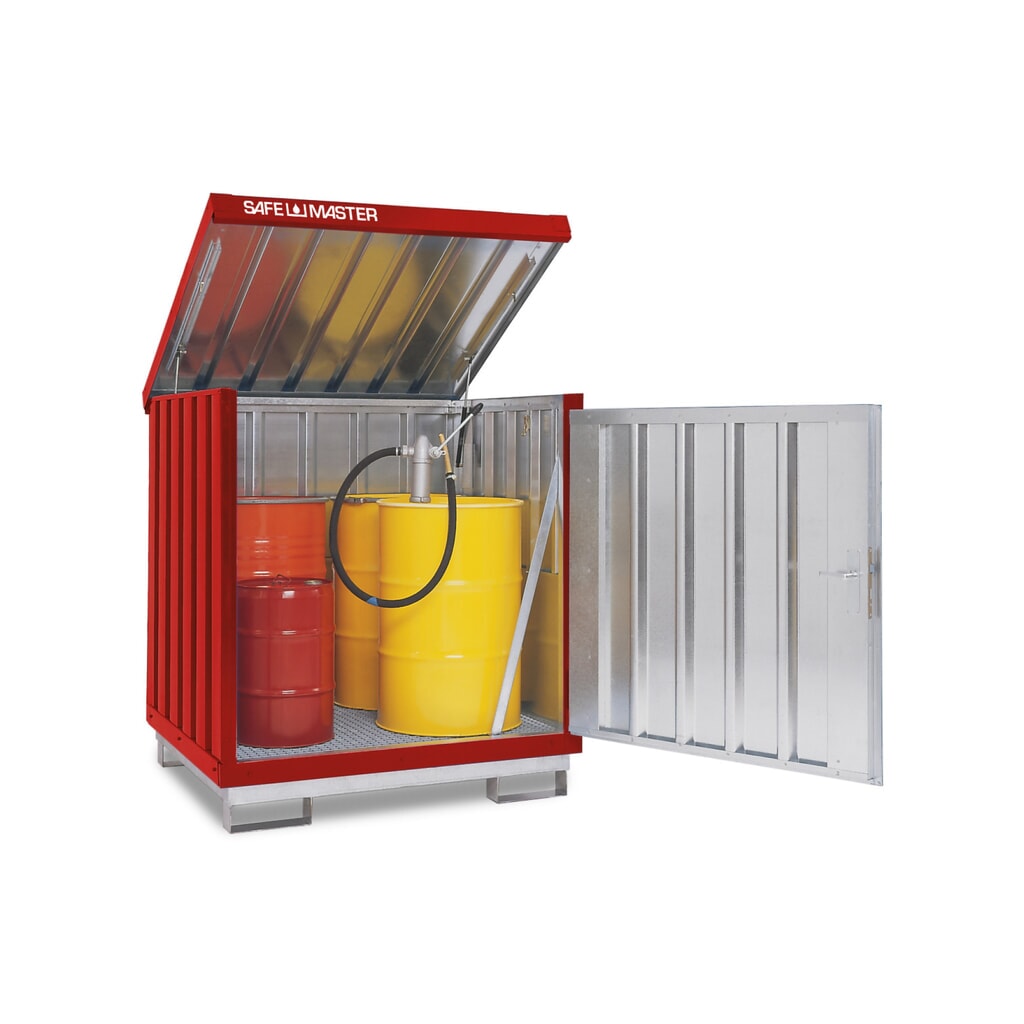 Szafa na substancje niebezpieczne ocynkowana i polakierowana, 4 x 200 l, wys. x szer. x gł. 1610 x 1420 x 1490 mm, czerwono-pomarańczowy Zdjęcie produktu nr 1: Szafa na substancje niebezpieczne ocynkowana i polakierowana, 4 x 200 l, wys. x szer. x gł. 1610 x 1420 x 1490 mm, czerwono-pomarańczowy