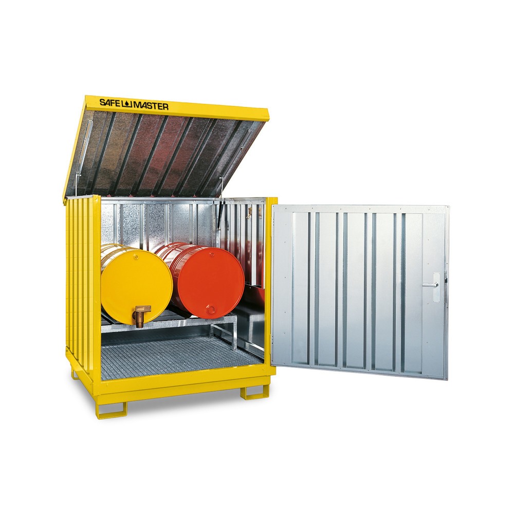 Zdjęcie produktu nr 1: Szafa na substancje niebezpieczne ocynkowana i polakierowana, 4 x 200 l, wys. x szer. x gł. 1610 x 1420 x 1490 mm, żółty sygnalizacyjny