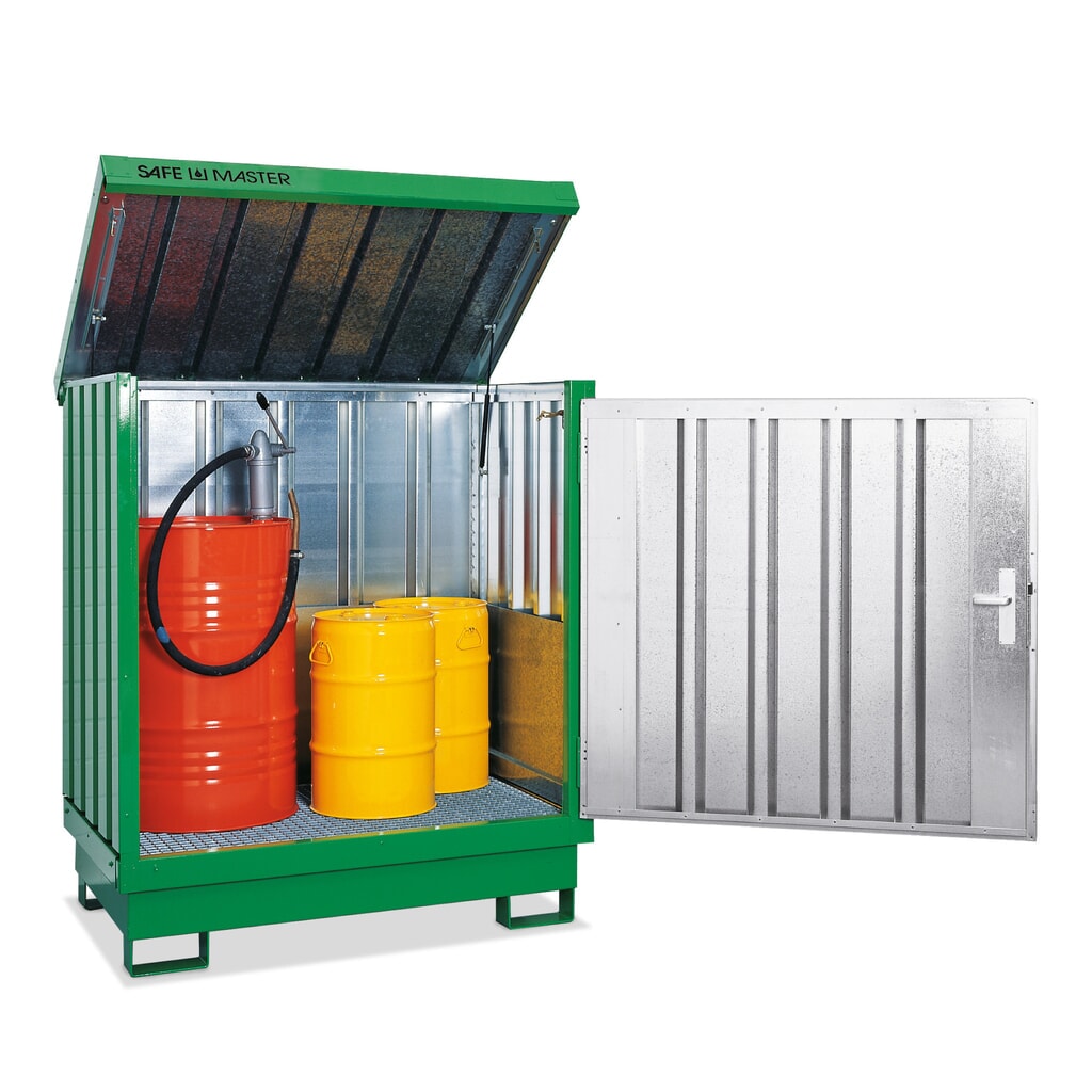 Zdjęcie produktu nr 2: Szafa na substancje niebezpieczne ocynkowana i polakierowana, 4 x 200 l, wys. x szer. x gł. 1610 x 1420 x 1490 mm, czerwono-pomarańczowy