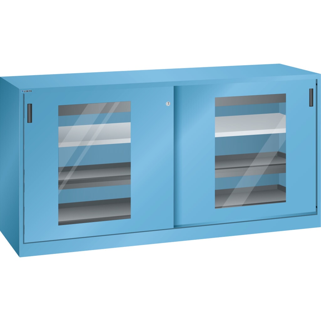 Zdjęcie produktu: Szafa narzędziowa LISTA, (szer. x gł. x wys.) 2000 x 580 x 1000 mm, 4 wysuwane tace, 2 szuflady, jasnoniebieska