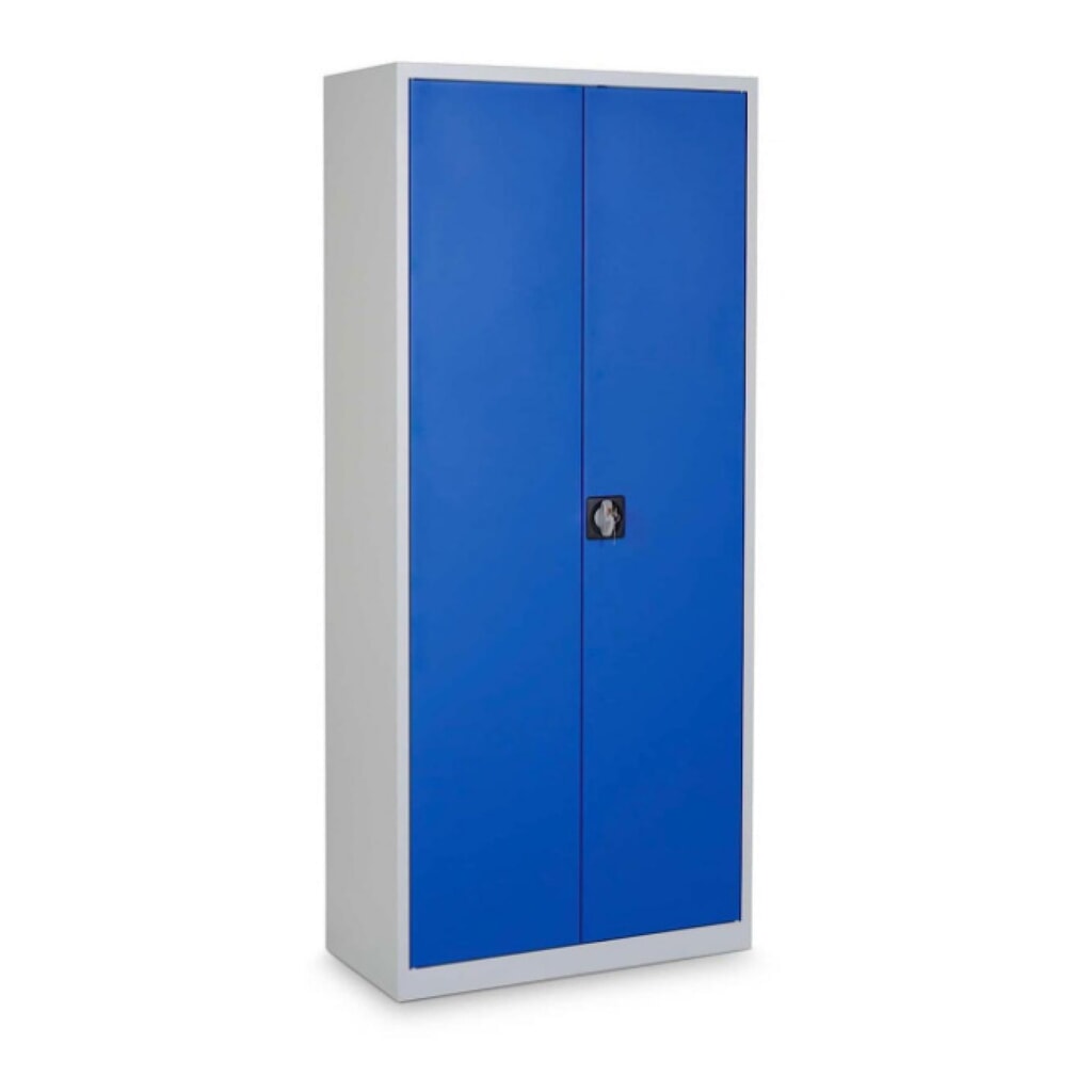 Zdjęcie produktu nr 1: Szafa uniwersalna HEMMDAL HUS-1, zamek bębenkowy z ryglem obrotowym, 4,5 poz., wys. x szer. x gł. 1800 x 800 x 380 mm, półki ocynkowane, kolor jasnoszary/niebieski gencjanowy