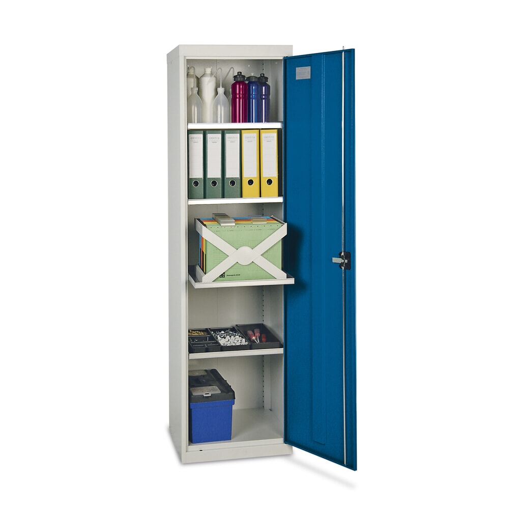 Zdjęcie produktu: Szafa warsztatowa z drzwiami skrzydłowymi stumpf® z 4 korytkami, wys. x szer. x gł. 1800 x 500 x 500 mm, jasnoszara