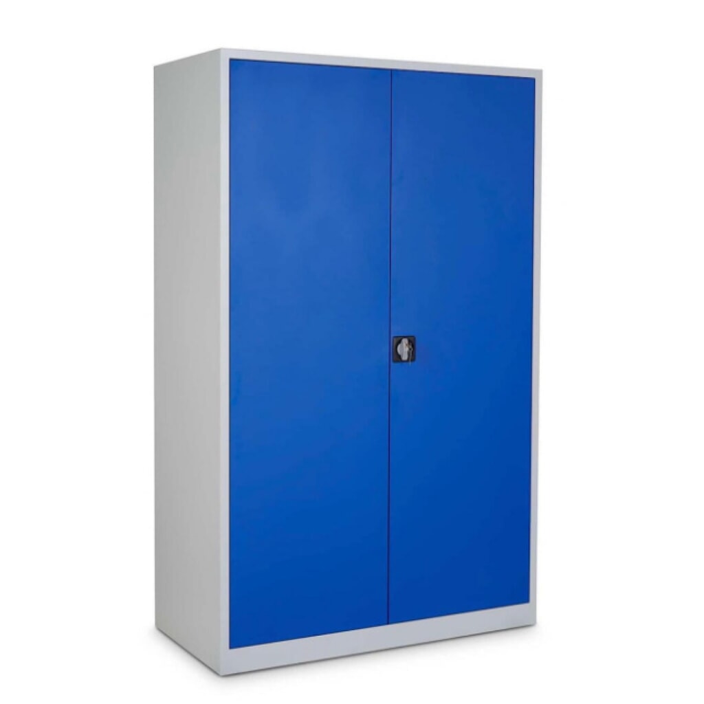 Szafa z drzwiami skrzydłowymi HEMMDAL HF-ST, 5 poziomów, wys. x szer. x gł. 1950 x 1200 x 420 mm, półki powlekane proszkowo, kolor jasnoszary/niebieski gencjanowy Zdjęcie produktu nr 1: Szafa z drzwiami skrzydłowymi HEMMDAL HF-ST, 5 poziomów, wys. x szer. x gł. 1950 x 1200 x 420 mm, półki powlekane proszkowo, kolor jasnoszary/niebieski gencjanowy