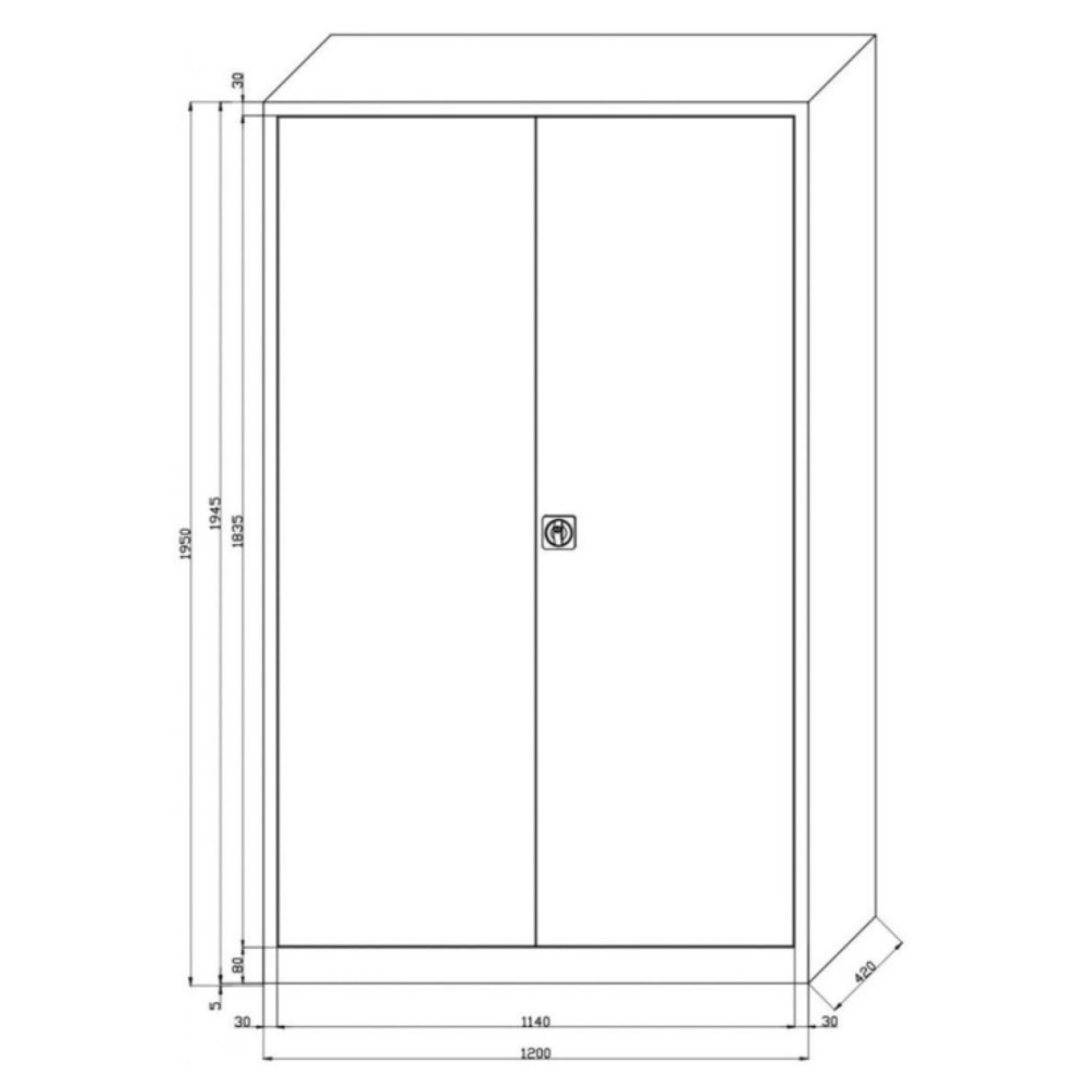 Zdjęcie produktu nr 2: Szafa z drzwiami skrzydłowymi HEMMDAL HF-ST, 5 poziomów, wys. x szer. x gł. 1950 x 1200 x 420 mm, półki powlekane proszkowo, kolor jasnoszary