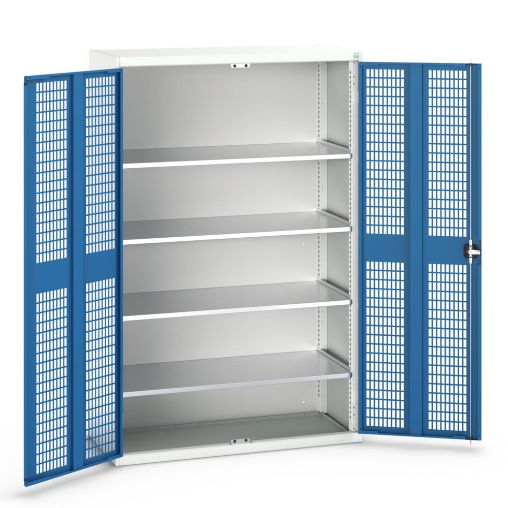 Zdjęcie produktu nr 1: Szafa z drzwiami skrzydłowymi oraz wentylacją bott verso, z 4 półkami, szer. x gł. x wys.: 1300 x 550 x 2000 mm