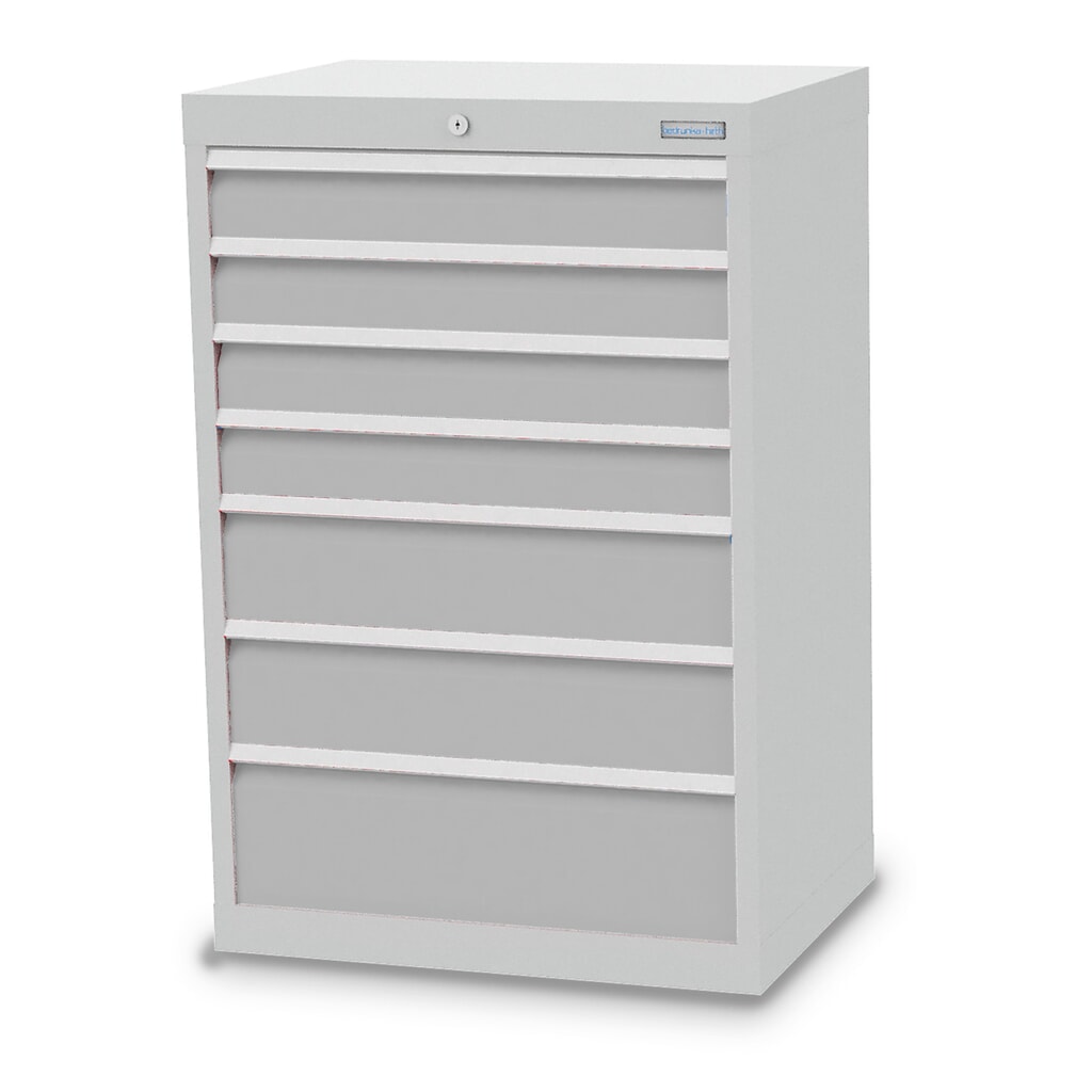 Zdjęcie produktu: Szafa z szufladami Bedrunka+Hirth Profi, szuflady 4 x 100 + 2 x 150 + 1 x 200 mm, wys. x szer. x gł. 1019 x 680 x 500 mm, jasnoszary, jasnoszary