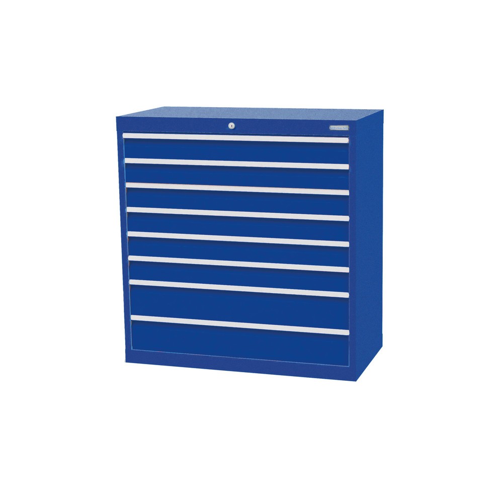 Obraz produktu: Szafa z szufladami Bedrunka+Hirth Profi, szuflady 6 x 100 + 2 x 150 mm, wys. x szer. x gł. 1019 x 980 x 500 mm, niebieski gencjanowy, niebieski gencjanowy