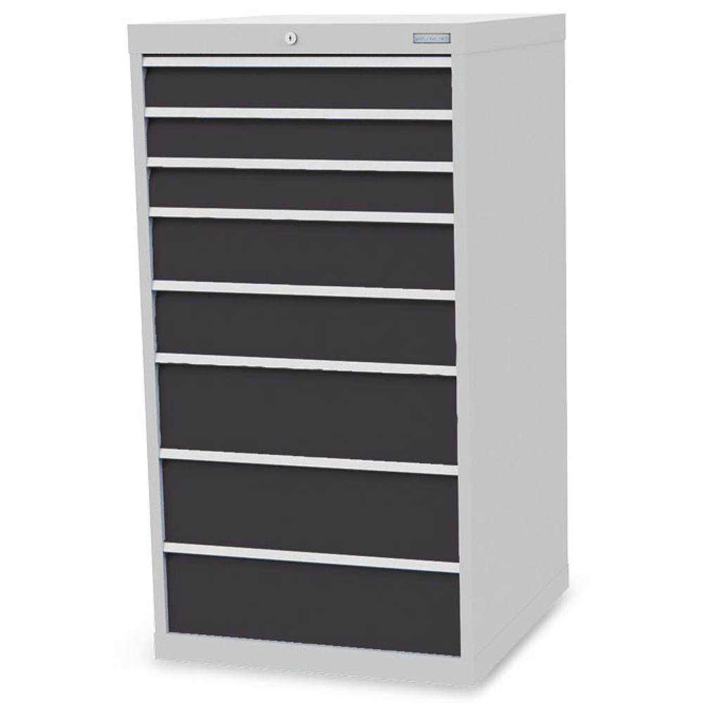 Zdjęcie produktu nr 1: Szafa z szufladami Bedrunka+Hirth R 24-24, wys. x szer. x gł. 1319 x 705 x 736 mm, kolor jasnoszary, kolor antracytowoszary, 8 x szuflada 3 x 100 + 2 x 150 + 3 x 200 mm