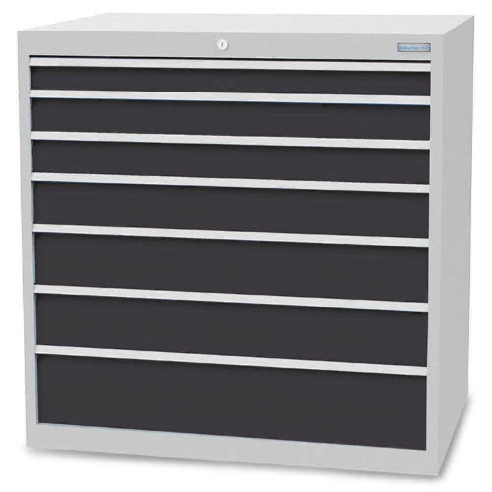 Zdjęcie produktu nr 1: Szafa z szufladami Bedrunka+Hirth R 36-24, wys. x szer. x gł. 1019 x 1005 x 736 mm, kolor jasnoszary, kolor antracytowoszary, 7 x szuflada 1 x 75 + 2 x 100 + 1 x 125 + 2 x 150 + 1 x 200 mm