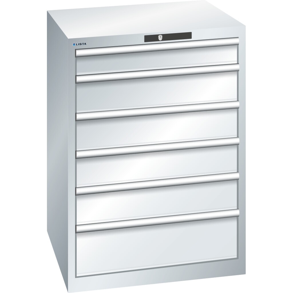 Szafa z szufladami LISTA 36x36E, (szer. x gł. x wys.) 717 x 725 x 1000 mm, 6 szuflad, 1 x 100 / 4 x 150 / 1 x 200, jasnoszary, KEY Lock Zdjęcie produktu: Szafa z szufladami LISTA 36x36E, (szer. x gł. x wys.) 717 x 725 x 1000 mm, 6 szuflad, 1 x 100 / 4 x 150 / 1 x 200, jasnoszary, KEY Lock