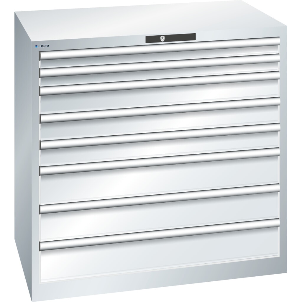 Szafa z szufladami LISTA 54 x 36 E, (szer. x gł. x wys.) 1023 x 725 x 1000 mm w kolorze jasnoszarym