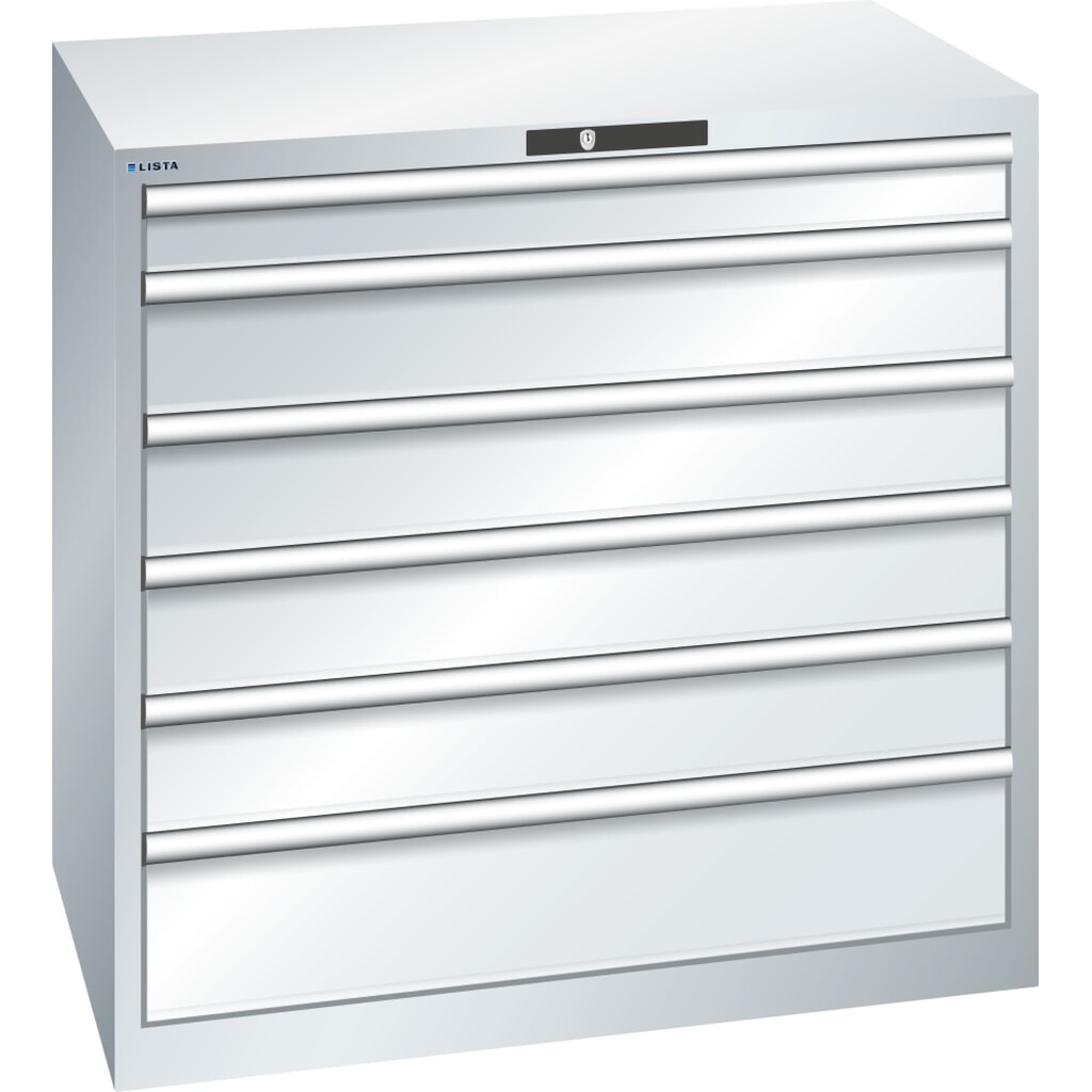 Szafa z szufladami LISTA 54x36E, (szer. x gł. wys.) 1023 x 725 x 1000 mm, 6 szuflad udźwig 200 kg, kolor jasnoszary, KEY Lock Zdjęcie produktu: Szafa z szufladami LISTA 54x36E, (szer. x gł. wys.) 1023 x 725 x 1000 mm, 6 szuflad udźwig 200 kg, kolor jasnoszary, KEY Lock