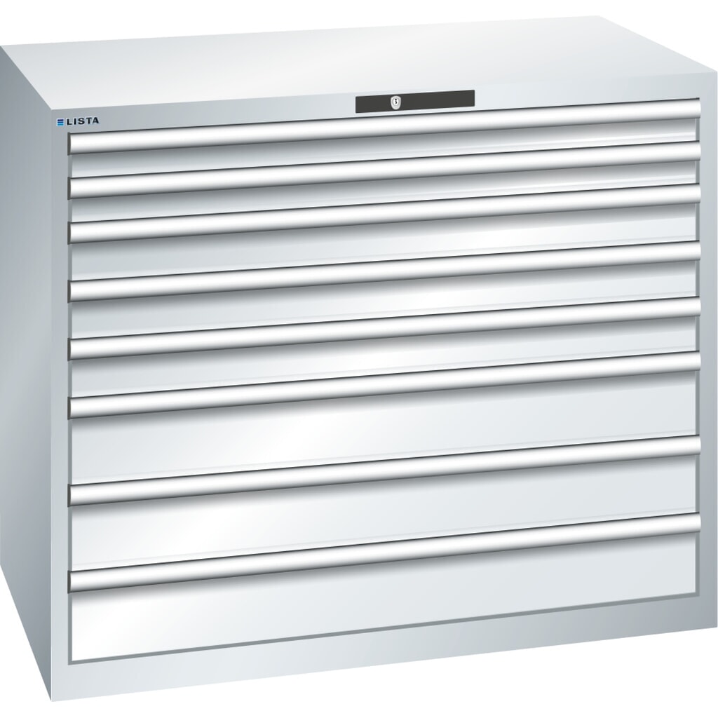 Szafa z szufladami LISTA 64 x 36 E, (szer. x gł. x wys.) 1193 x 725 x 1000 mm w kolorze jasnoszarym