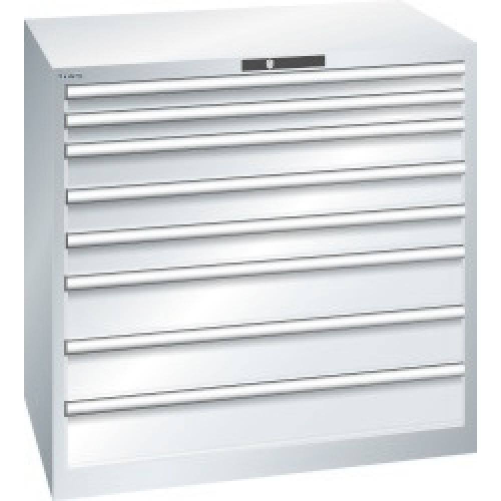 Zdjęcie produktu nr 1: Szafa z szufladami LISTA, szuflady 2 x 75 + 3 x 100 + 3 x 150 mm, udźwig 200 kg, jasnoszary