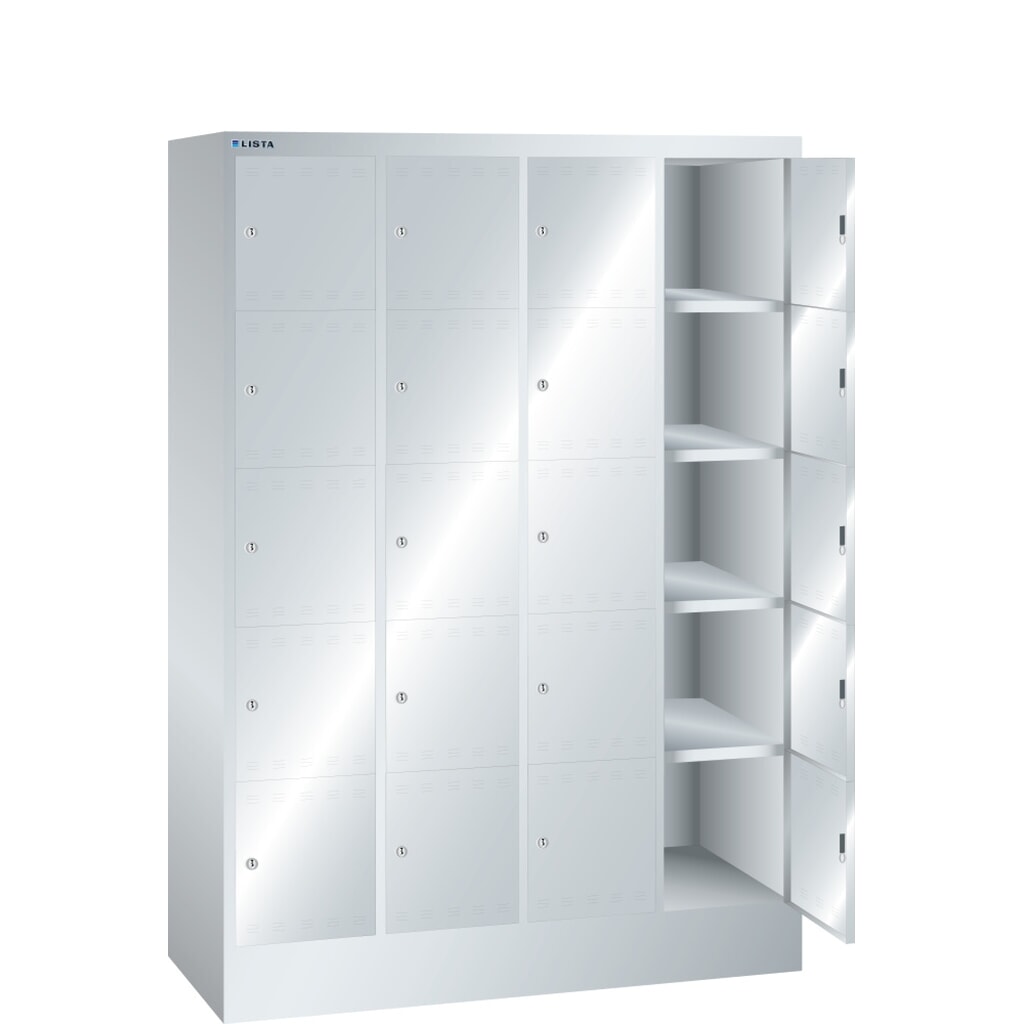 Zdjęcie produktu: Szafa ze schowkami LISTA, (szer. x gł. x wys.) 1200 x 500 x 1695 mm, 4 x 5 schowków zamek cylindryczny
