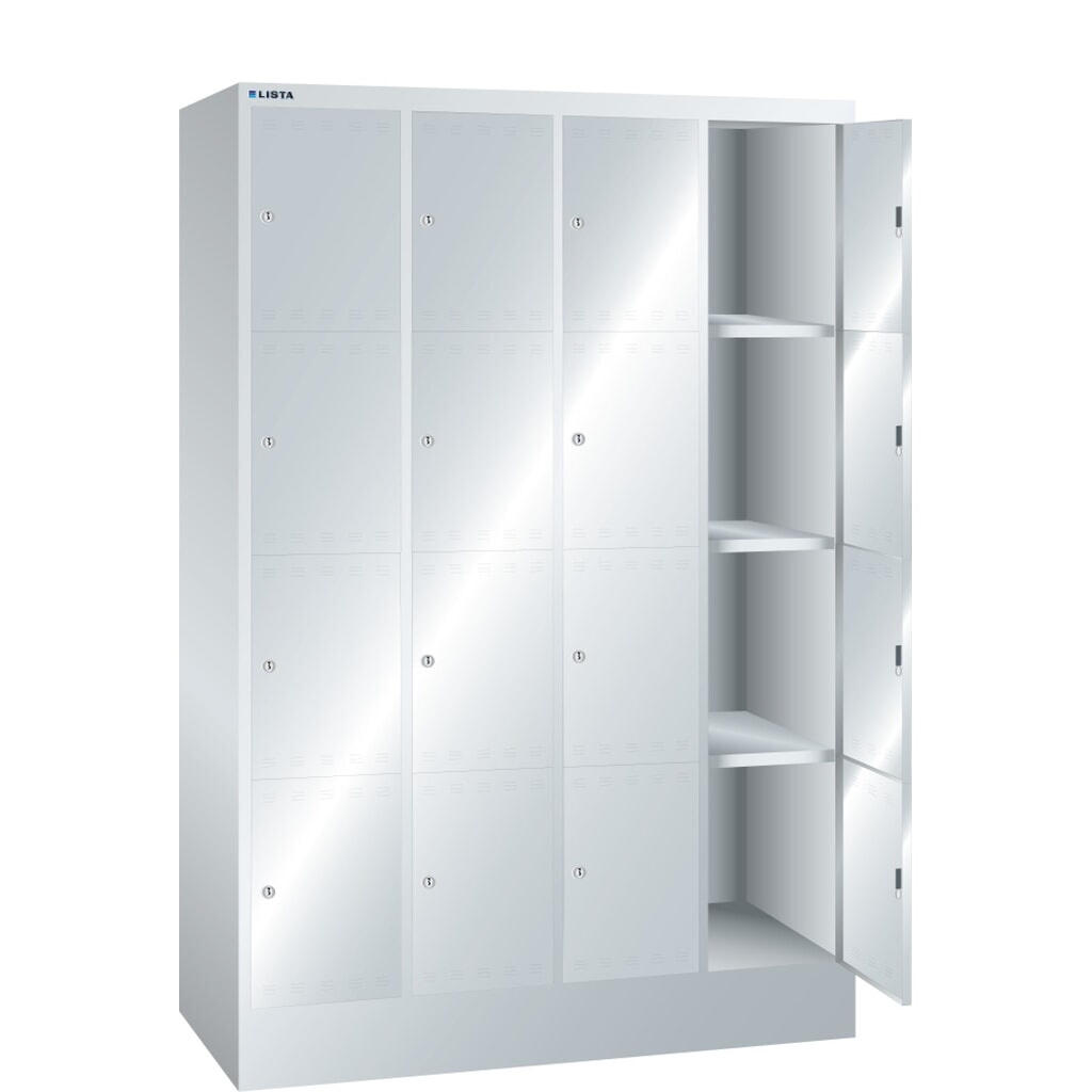 Szafa ze schowkami LISTA, (szer. x gł. x wys.) 1200 x 500 x 1795 mm, 4 x 4 schowki, zamek cylindryczny Zdjęcie produktu: Szafa ze schowkami LISTA, (szer. x gł. x wys.) 1200 x 500 x 1795 mm, 4 x 4 schowki, zamek cylindryczny