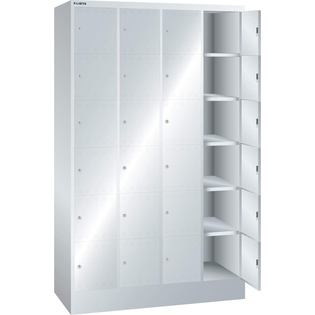 Szafa ze schowkami LISTA, (szer. x gł. x wys.) 1200 x 500 x 1995 mm, 4 x 6 schowków zamknięcie Zdjęcie produktu: Szafa ze schowkami LISTA, (szer. x gł. x wys.) 1200 x 500 x 1995 mm, 4 x 6 schowków zamknięcie