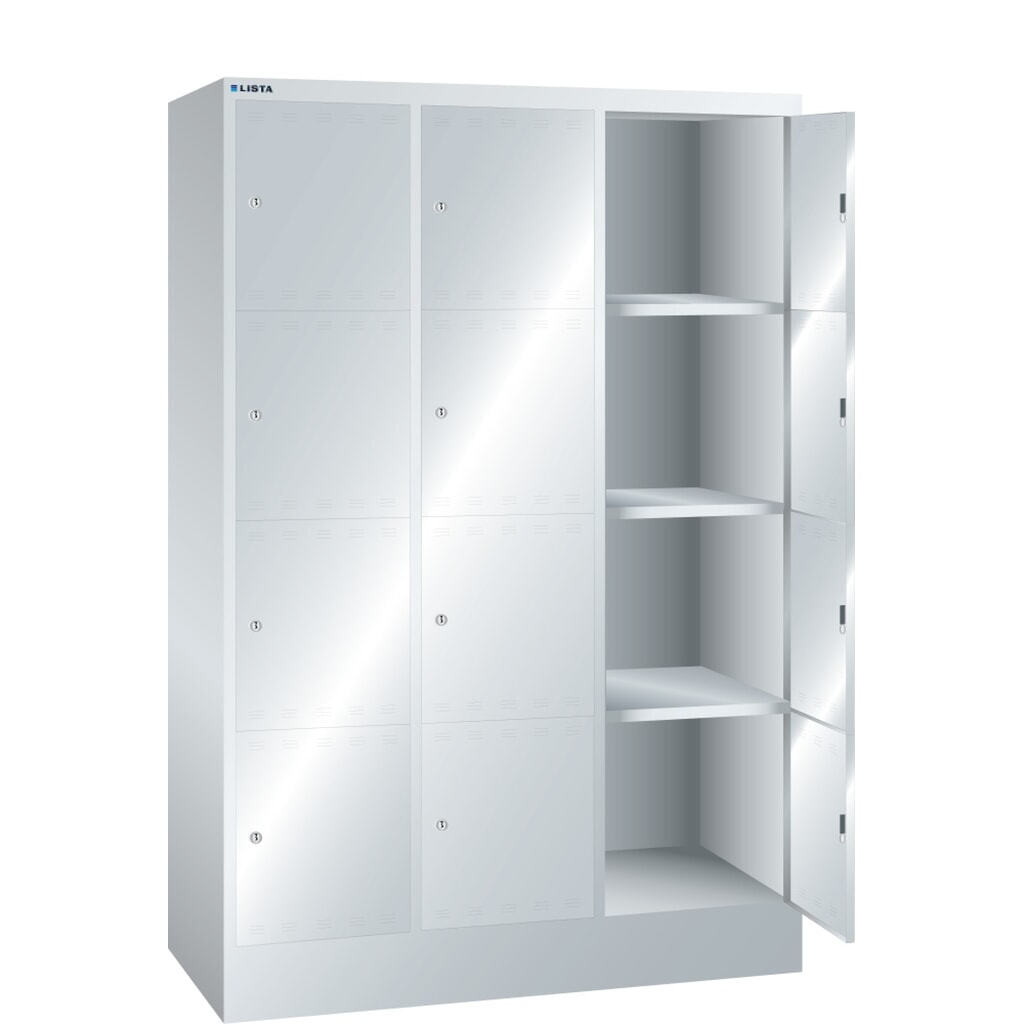 Szafa ze schowkami LISTA, (szer. x gł. x wys.) 1205 x 500 x 1795 mm, 3 x 4 schowki, zamknięcie