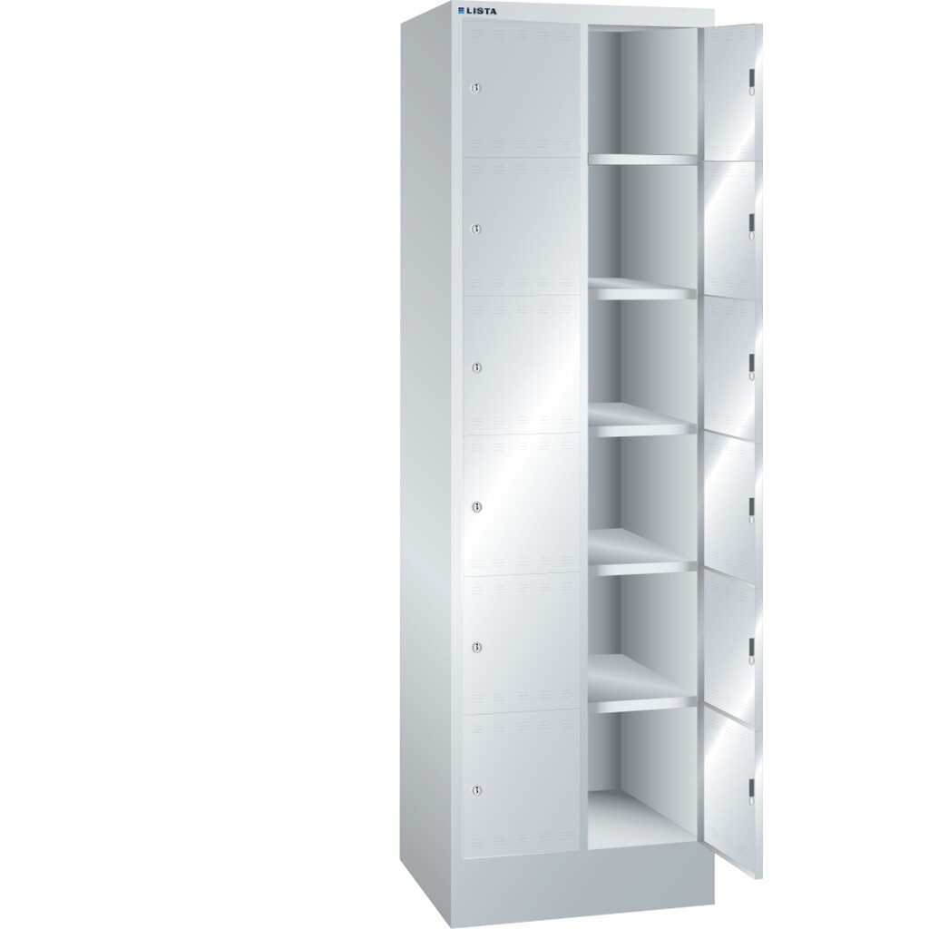 Zdjęcie produktu: Szafa ze schowkami LISTA, (szer. x gł. x wys.) 610 x 500 x 1995 mm, 2 x 6 schowków, zamek cylindryczny