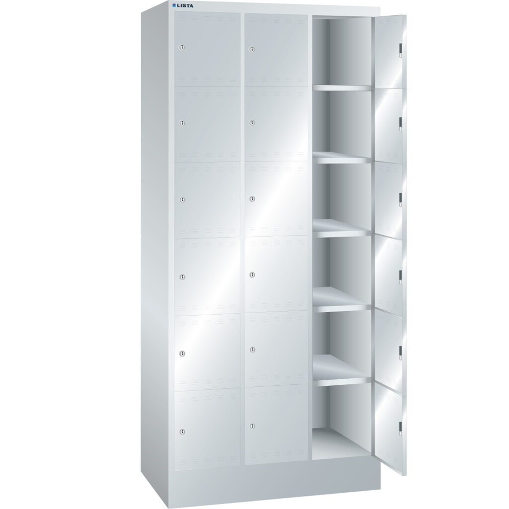 Zdjęcie produktu: Szafa ze schowkami LISTA, (szer. x gł. x wys.) 905 x 500 x 1995 mm, 3 x 6 schowków zamknięcie