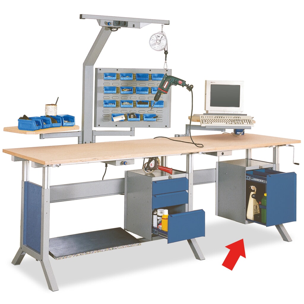 Szafka dolna Bedrunka+Hirth z 1 szufladą do stanowiska pracy (stół), wys. x szer. x gł. 500 x 370 x 400 mm, niebieski gencjanowy Zdjęcie produktu nr 2: Szafka dolna Bedrunka+Hirth z 1 szufladą do stanowiska pracy (stół), wys. x szer. x gł. 500 x 370 x 400 mm, niebieski gencjanowy