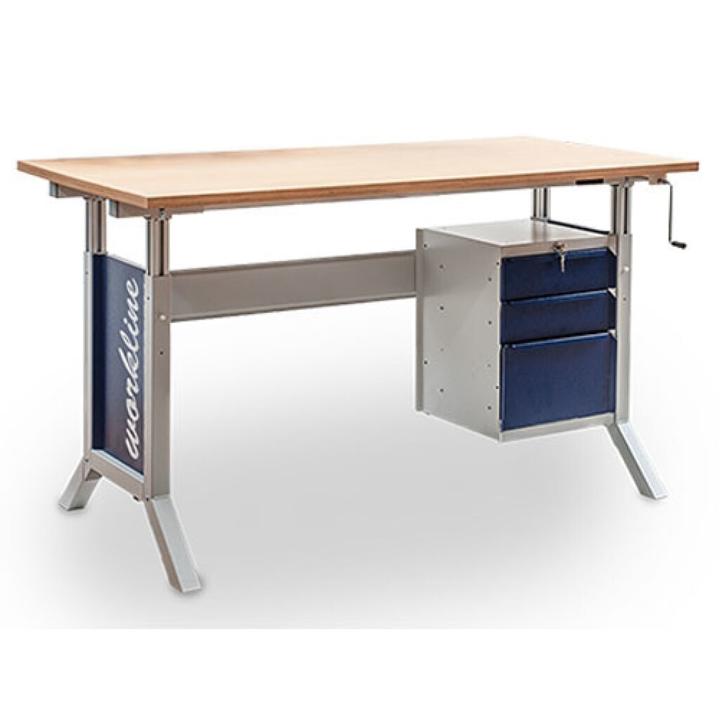 Szafka dolna Bedrunka+Hirth z 3 szufladami do stanowiska pracy (stół), wys. x szer. x gł. 500 x 370 x 400 mm, niebieski gencjanowy Zdjęcie produktu nr 2: Szafka dolna Bedrunka+Hirth z 3 szufladami do stanowiska pracy (stół), wys. x szer. x gł. 500 x 370 x 400 mm, niebieski gencjanowy