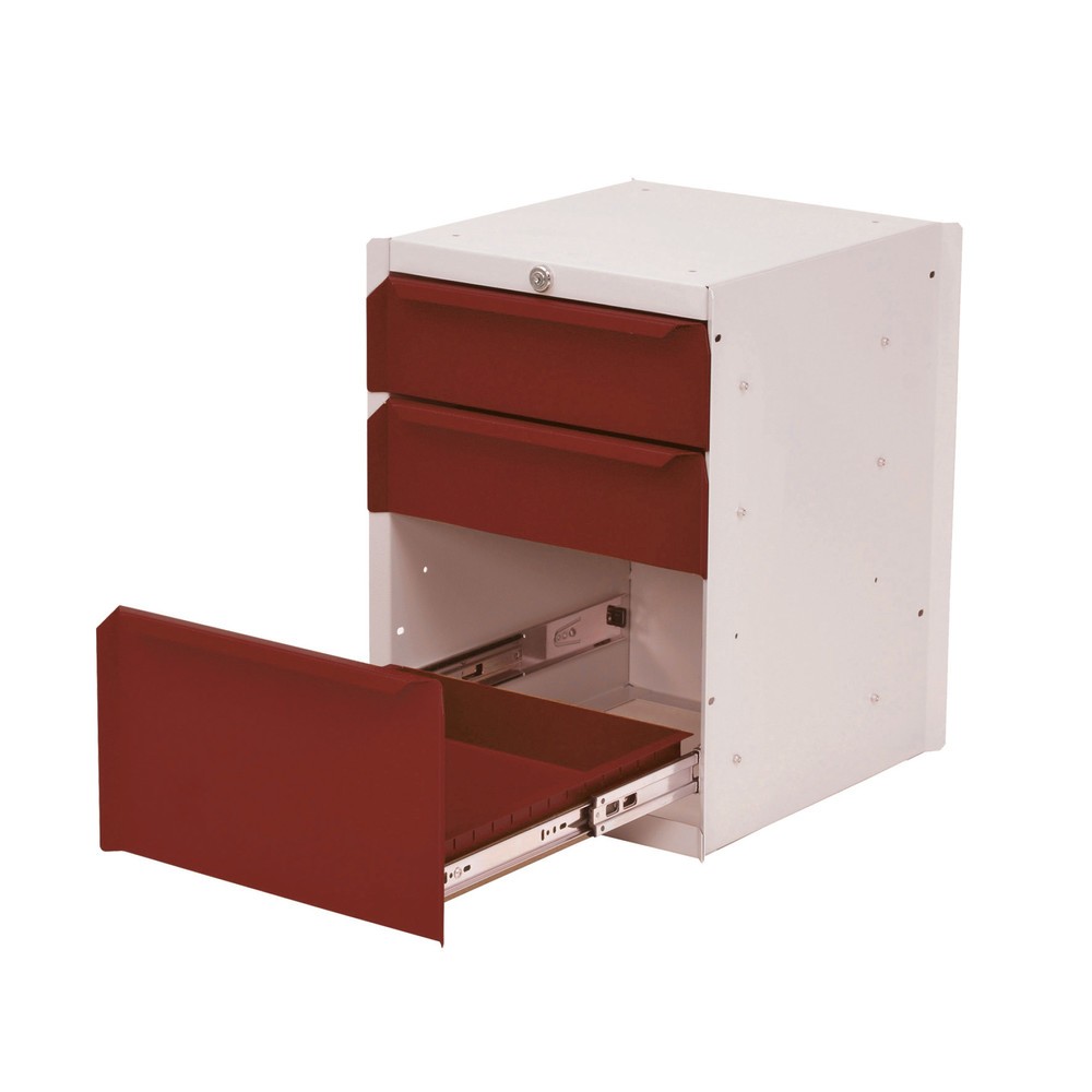 Zdjęcie produktu nr 1: Szafka dolna Bedrunka+Hirth z 3 szufladami do stanowiska pracy (stół), wys. x szer. x gł. 500 x 370 x 400 mm, czerwony rubinowy