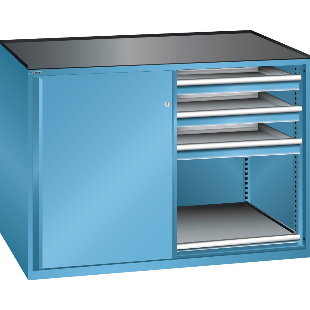 Obraz produktu: Szafka dostawna LISTA 2x36x27E, (szer. x gł. x wys.) 1430 x 600 x 1020 mm, 2 wysuwanych tac, 6 szuflady, udźwig 75 kg, jasnoniebieski