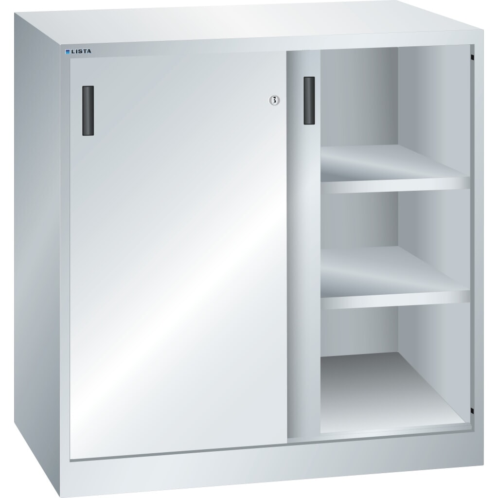 Zdjęcie produktu: Szafka dostawna LISTA z drzwiami przesuwnymi (szer. x gł. x wys.) 1000 x 500 x 1000 mm, 2 regulowane półki, jasnoszary